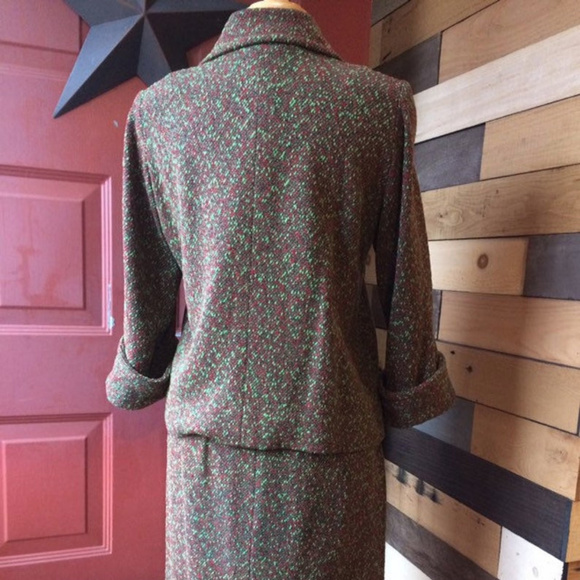 Vintage 2 PC. Tweed Suit, Red, Green, Black - Picture 3 of 8